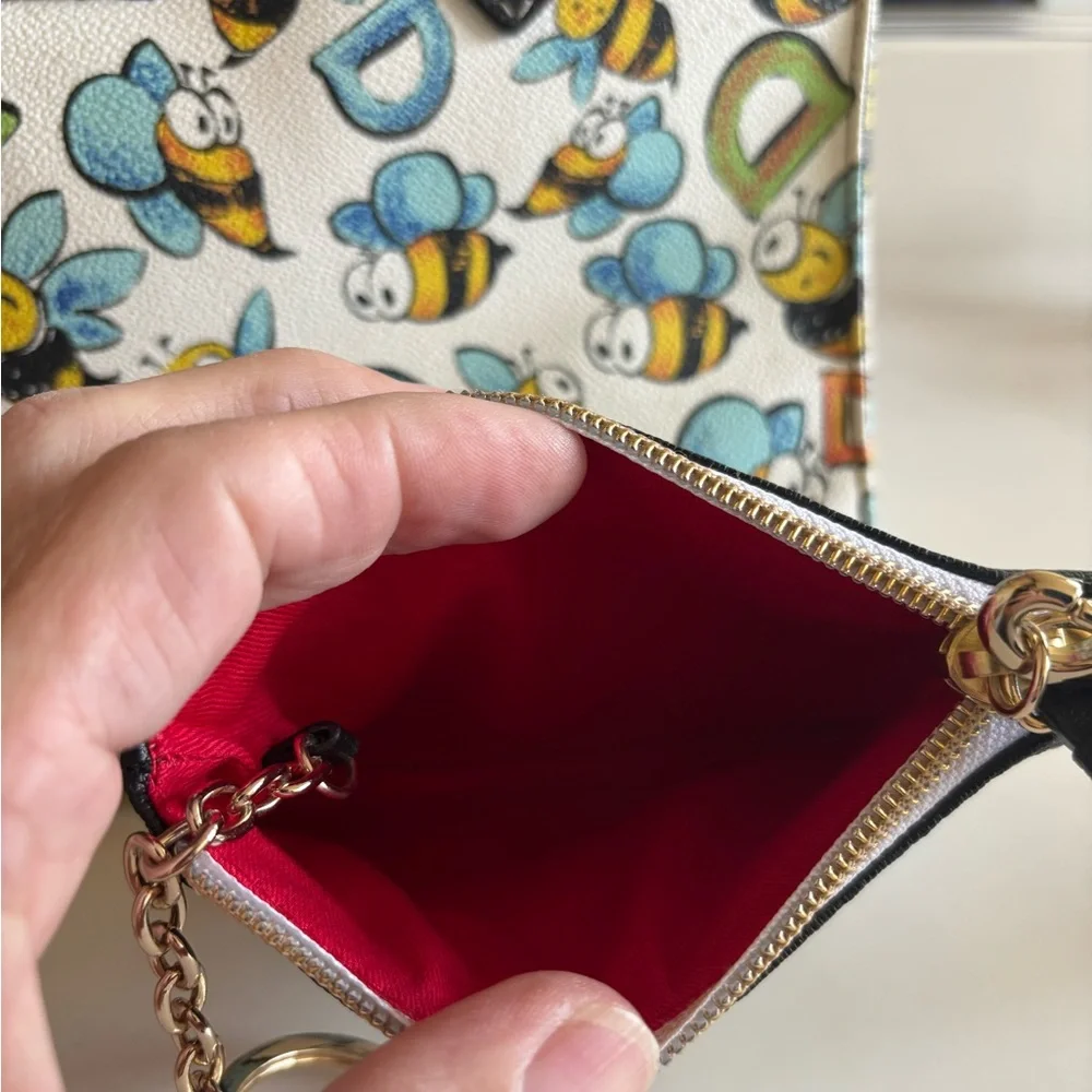 Dooney & Bourke White Bee Print Medium Tote W/Coin Purse - Picture 16 of 16